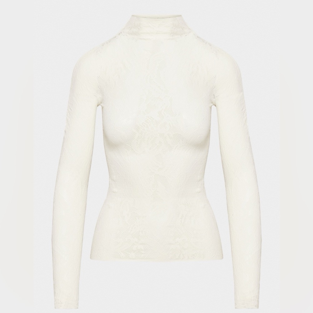 Aritzia Babaton ten seamless flora white lace top